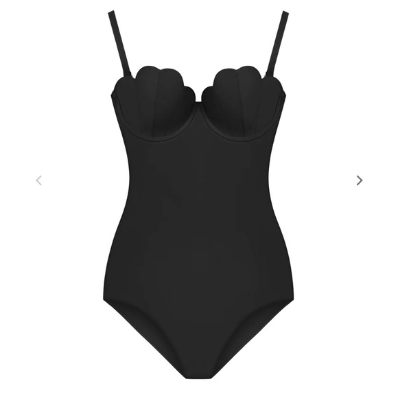 Arabella London Small The Contour One-Piece Swimsuit Campania Black Scallop Trim - Picture 11 of 11